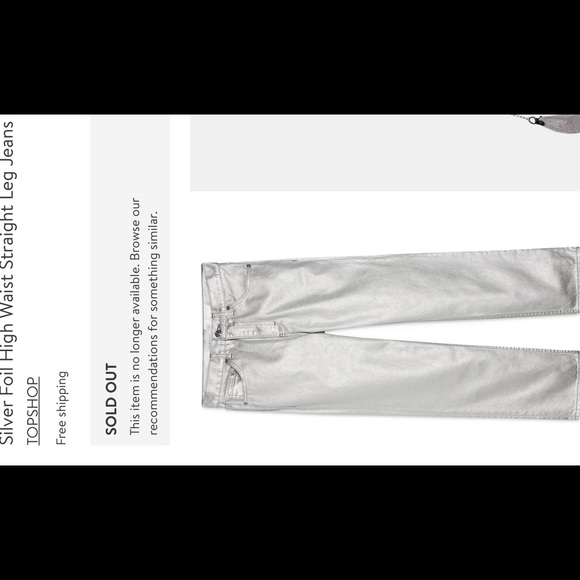 NEW Topshop Silver HighWaist Straight Jeans Size 8 - Picture 2 of 4
